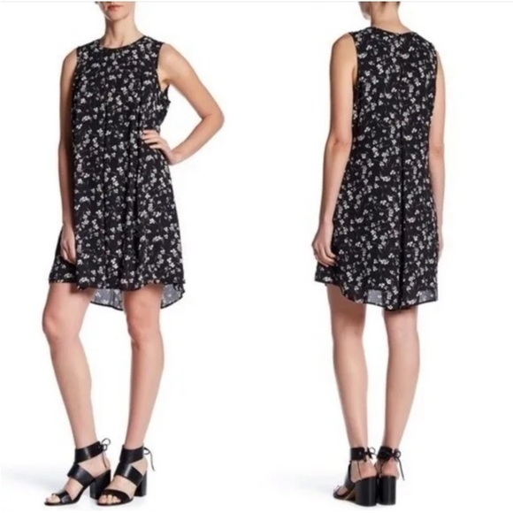 DR2 Black Floral Dress Size Large Black Gray Sleeveless Tent Trapeze New NWT - Picture 1 of 8